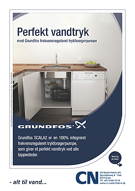 Grundfos frekvensreguleret trykforøgerpumpe