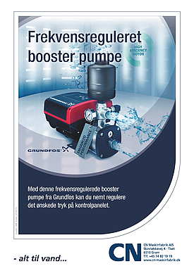 Frekvensreguleret booster-pumpe fra Grundfos